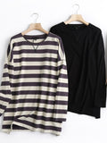 gwmlk Women High Quality Striped Print Sweatshirts Long Sleeve O Neck Loose Pullovers Female Tops