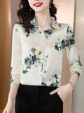 Gwmlk Woman Blouses 2023 Office Lady Silk Shirts for Women Print Elegant and Youth Woman Blouses Vintage Tops Clothing Female