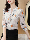 Gwmlk for Women 2023 Fall V-neck Women's Luxury Blouses Flower Women Tops Elegant and Youth Woman Blouses Basic Female Clothing