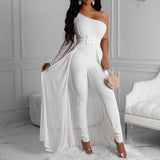 Gwmlk Long Rompers Women Jumpsuit Elegant Strapless Summer Sleeveless Wide Leg Club Party Outfits Lady 2023 White Overalls