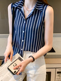 Gwmlk Women Shirts Summer Vest Womens Tops Chiffon Blouses for Women Sleeveless Fashion Clothes Woman Basic White Blouse Women