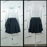 Gwmlk Black Punk Gothic Women Pleated Skirts Summer Harajuku Club High Waist Mini Skirt Girl Preppy Style A-Line Short Skirt