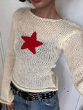 gwmlk y2k Star Sweaters Grunge Cute Slim Slash Neck Jumpers Harajuku Prepply Korean Pullovers Streetwear Women Aesthetic Top