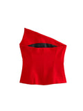 Gwmlk TRAF Off Shoulder Corset Tops lingerie For Women's Y2k Top Clothes Backless Red Tube Top Female Zip Sexy Crop Top