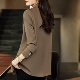 Gwmlk Style Brown Suit Jacket for Women Blazer Spring Autumn Temperament Fashion Casual Coffee Blazer Woman Jacket