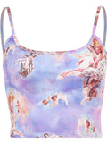 gwmlk Slim Sling Angel Print Summer Camisole Women's Sexy Streetwear Short Cropped Navel Bra Top