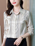 Gwmlk New Spring Women Silk Shirt Fashion Satin Long Sleeve Blouse Vintage Women's Elegant Blouses OL Womens Tops Female Clothing