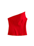 Gwmlk TRAF Off Shoulder Corset Tops lingerie For Women's Y2k Top Clothes Backless Red Tube Top Female Zip Sexy Crop Top