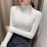 Gwmlk Basic Warm Sweaters Women 2023 Spring New Fashion Casual Turtleneck Pullover Woman Solid Slim Bottoming Knitted Sweater