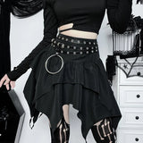 Gwmlk Punk Black Irregular Fairy Grunge Skirt Women Gothic Sexy E-Girl Fluffy Skirts Y2K Clothes