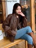 Gwmlk Black Leather Jacket Women Punk Streetwear Biker Zipper Leather Coat Female Winter High Street Faux Leather Jacket 2023