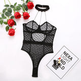 Gwmlk Bodysuit Women Sensual Underwear Heart Polka Dot Open Crotchless Teddy Sexy Hot Exotic Costumes Porn Body