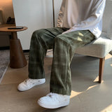 Gwmlk Men Checkered Casual Pants Loose Straight Corduroy Pants Sweatpants Man Fashion Streetwear 2023 Spring New Hip Hop Trousers