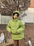 Gwmlk Hooded Parkas Women Padded Short Jackets Winter Warm Cute Pullover Coats