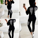 Gwmlk Women Sports Suit 2 Piece Set Autumn Winter Print Punk Style Slim Leisure Women's Hoodies Sweatpants Trend Suits 2023