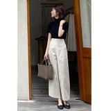 Gwmlk Solid Wide Leg Pants Women Elegant Temperament Office Lady Ankle-Length Pants Trendy Basic French Style Classic Trousers