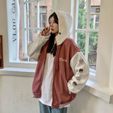 Gwmlk Japanese Y2k Baseball Jacket Women Kawaii Oversized Korean Fashion Cute College Bomber Jackets Zipper Hooded Harajuku