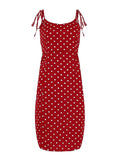 gwmlk 2023 Sundress Summer Women Causal Polka Dot Sleeveless High Pleated elastic waist V-Neck Beach Dress Vestidos De Verano