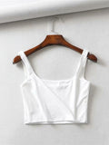 gwmlk Sale 2023 Summer Women Sexy Sleeveless Tops Fashion Short Square Collar Tank Tops 4 Colors