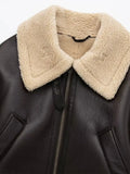 Gwmlk Winter 2023 Women Jacket Coats Faux Shearling Sheepskin Coat Retro Motorcycle Jacket Fleece Woman Jackets Outerwear Tops