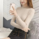 Gwmlk Lace Ruffles Collar Women Sweater Fashion Patchwork Slim Fit Knitting Women's Jumper Elegant Long Sleeve Knitwear Top