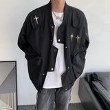 Gwmlk Men Jackets Oversized Korean Women Padded Coats Hip-hop Star Patch Loose Baseball Jacket Streetwear Pockets Cargo Windbreaker