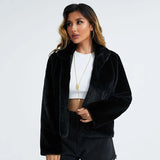 Gwmlk Black White Faux Fur Coat Women Autumn Winter Winter High Quality Short Imitation Fur Jacket Female New Plush Outerwear