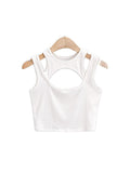 gwmlk Summer NEW Arrival Women Solid Color Sexy Causal 2 Piece Croped-Tops Tanks For Ladies