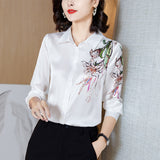 Gwmlk Silk Women Shirts Woman Satin Blouses Tops Women Long Sleeve Shirts Woman Satin Silk Shirt Blusas Mujer De Moda 2023 XXL