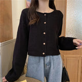 Gwmlk Casual Soft Knitted Cardigan Women Autumn Winter Single-Breasted Cropped Sweaters Woman Korean Loose Knit Cardigan Coat