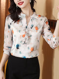 Gwmlk for Women 2023 Fall V-neck Women's Luxury Blouses Flower Women Tops Elegant and Youth Woman Blouses Basic Female Clothing