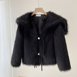 Gwmlk Fashion Braided ArtificialFur Coat Women Winter Overcoat High Quality Artificial Fur Jacket