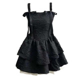 Gwmlk Goth Slip Fluffy Black Women's Dress Off Shoulder Sexy Corset Party Prom Cocktail Mini Dresses Korean Fashion Streetwear