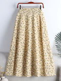 gwmlk Floral Printed Tulle Mi-long Women Skirts High Waist Loose Female Umbrella Skirts Ladies Spring Summer