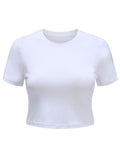 gwmlk Neck Knit White Crop Top Women Summer Casual T Shirt Basic Sexy Streetwear Ribber Black Short Sleeve Tops