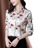 Gwmlk New Spring Women Silk Shirt Fashion Satin Long Sleeve Blouse Vintage Women's Elegant Blouses OL Womens Tops Female Clothing