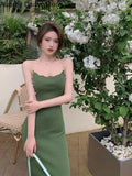 Gwmlk Spaghetti Strap Long Dress Women Summer Elegant Beach Party Dress Female Korean One Piece Casual Y2k Bodycon Dress 2023 New