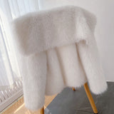 Gwmlk Fashion Braided ArtificialFur Coat Women Winter Overcoat High Quality Artificial Fur Jacket