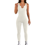 Gwmlk Women Sport Yoga Fitness Jumpsuit Sexy Sleeveless Vest Bodysuit Slim Casual Bodysuit Female One Piece Jumpsuit and Rompers