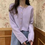 Gwmlk Casual Soft Knitted Cardigan Women Autumn Winter Single-Breasted Cropped Sweaters Woman Korean Loose Knit Cardigan Coat