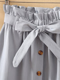 gwmlk Autumn Skirts Womens 2023 Midi Knee Length Korean Elegant Button High Waist Skirt Female Pleated School Skirt