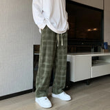 Gwmlk Men Checkered Casual Pants Loose Straight Corduroy Pants Sweatpants Man Fashion Streetwear 2023 Spring New Hip Hop Trousers