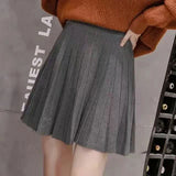 Gwmlk 2023 Spring Summer Women Pleated Skirt Solid Color High Waist Knitted Skirt Woman Korean Fashion A Line Short Skirts