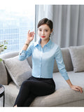 Gwmlk Shirt Women Polyester Cotton Shirts for Women Long Sleeve Blouse Women Dress Shirts Fashion Female Clothing OL Womens Tops