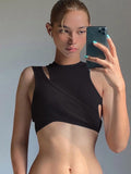 gwmlk Streetwear Asymmetrical Tank Top Two Piece Vest Summer Clothes for Women Casual Ribbed Crop Tops