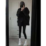 Gwmlk Black Faux Rabbit Fur Jacket Women Winter Long Sleeve Stand Collar Warm Plush Coat Casual Loose Thicken Student Outwear