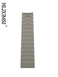 Gwmlk 2023 women summer straight knitted dress European and American style striped tube top slim dress 202305