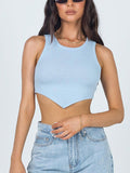 gwmlk Tank Tops Sexy Crop Vest Solid Female Off Shoulder Knitted Blue White Summer Women Tops Sleeveless Ladies Camis