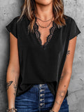 Gwmlk Summer White Lace Blouse Women Casual Shirt Short Sleeve Elegant Tops Fashion Solid Loose 2023 Office Lady T-shirt 25021