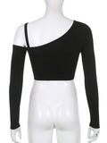 gwmlk Piece T-Shirt And Cami Crop Top Women Y2K Harajuku Long Sleeve Skew Collar Casual Basic Tight Tees Female Korean